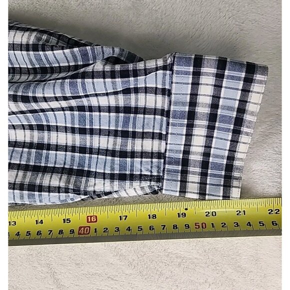 Coyote Mood Shirt Mens Large White/Blue Square Plaid Long Sleeve Snap Western - Picture 8 of 13